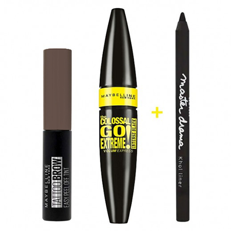 Brow Tattoo Eyebrow Tint With The Colossal Mascara and Master Drama Kohl Eyeliner Set